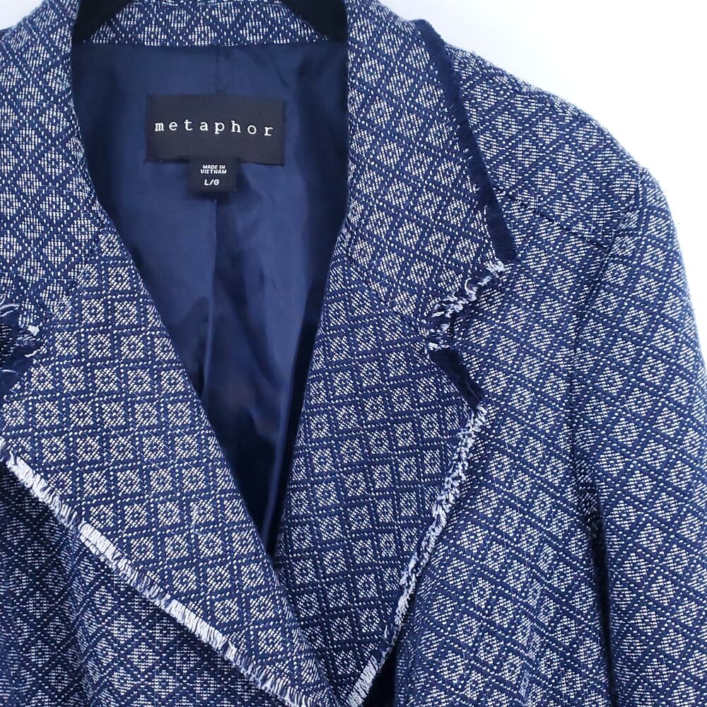 Metaphor Assymetrical Zip Up Raw Hemline 2 Zipper Front Pockets Lining Ripped| L - Picture 5 of 14